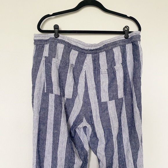 OLD NAVY Linen Blend Wide Leg Striped Pants Beachy Pull-On Blue/White Sz XL - Picture 7 of 10